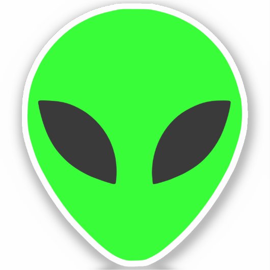 Groene Alien Head Custom-Cut Vinyl Sticker (Voorkant)