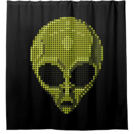 Groene Alien Head Douche Gordijn (Voorkant)
