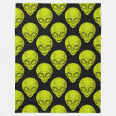 Groene Alien Head Fleece Deken (Voorkant)