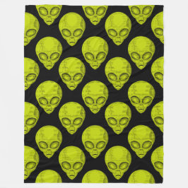 Groene Alien Head Fleece Deken