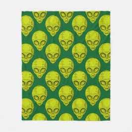 Groene Alien Head Fleece Deken