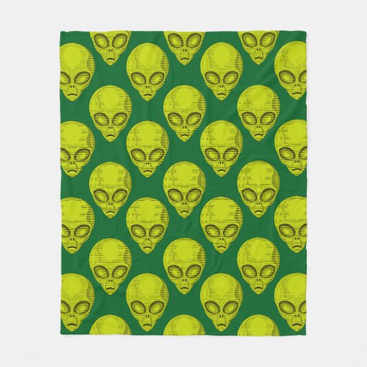 Groene Alien Head Fleece Deken (Voorkant)