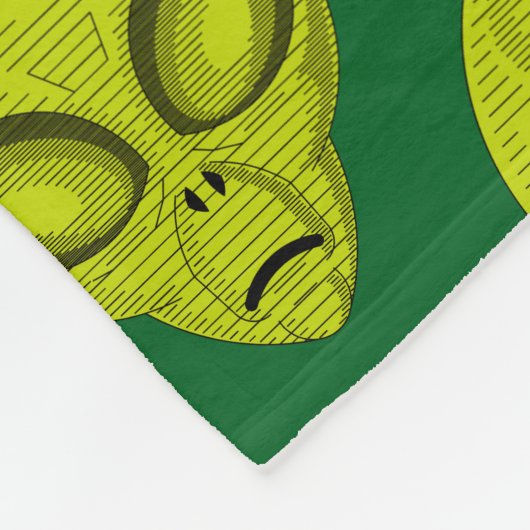 Groene Alien Head Fleece Deken (Hoek)
