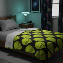 Groene Alien Head Fleece Deken