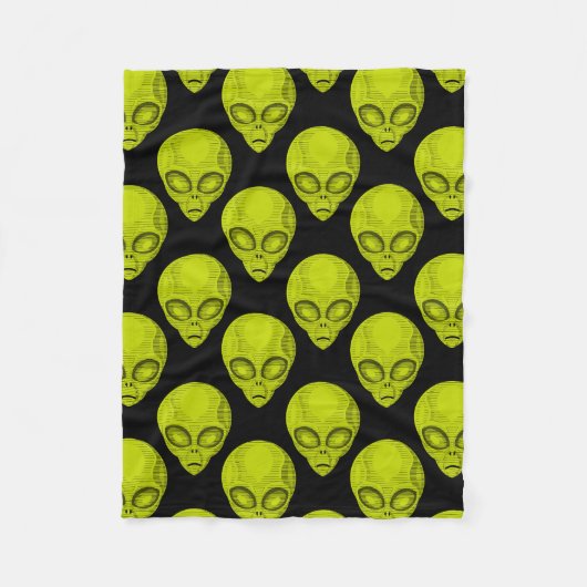 Groene Alien Head Fleece Deken (Voorkant)