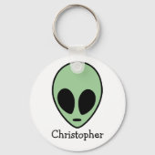 Groene Alien Head, speciaal aangepast Sleutelhanger (Voorkant)