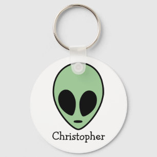 Groene Alien Head, speciaal aangepast Sleutelhanger