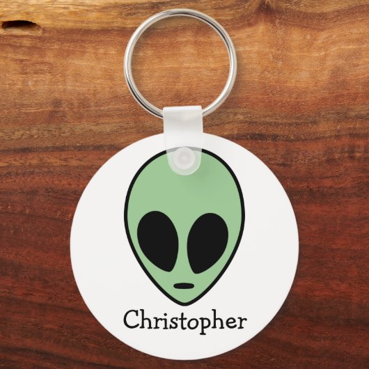 Groene Alien Head, speciaal aangepast Sleutelhanger (Voorkant)