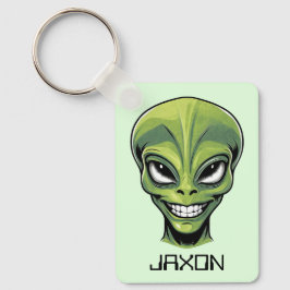 Groene Alien Head, speciaal aangepast Sleutelhanger