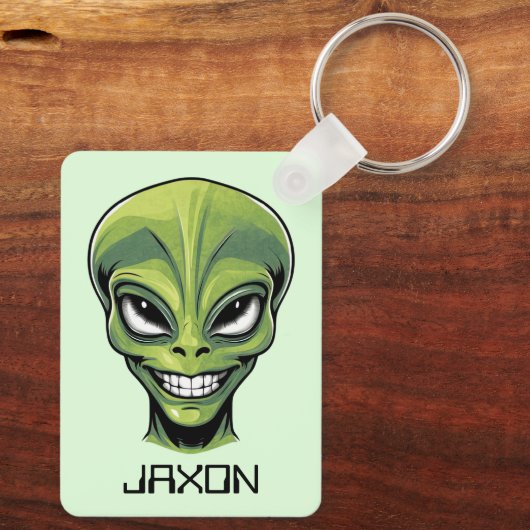 Groene Alien Head, speciaal aangepast Sleutelhanger (Achterkant)