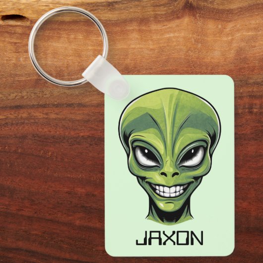 Groene Alien Head, speciaal aangepast Sleutelhanger (Voorkant)