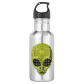 Groene Alien Hoofd Custom Waterfles (Voorkant)