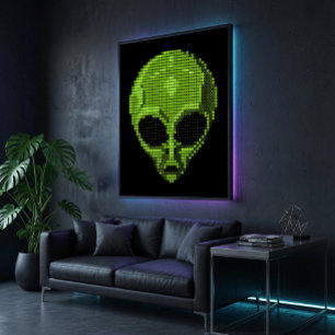 Groene Alien Hoofd Glanzende Poster