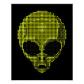 Groene Alien Hoofd Glanzende Poster (Voorkant)