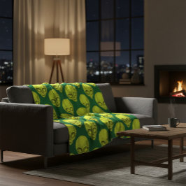 Groene Alien Hoofd Plaid Deken