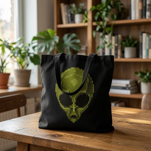 Groene Alien Hoofd Tote Bag