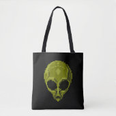 Groene Alien Hoofd Tote Bag (Voorkant)