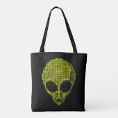Groene Alien Hoofd Tote Bag (Achterkant)
