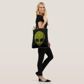 Groene Alien Hoofd Tote Bag (Op model)