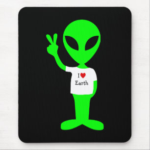 Groene Alien: "I Love Earth" Muismat