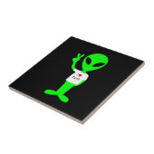 Groene Alien: "I Love Earth" Tegeltje (Zijkant)