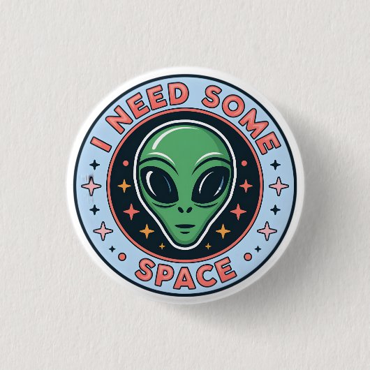 Groene Alien Ik Heb Wat Ruimte Nodig Retro Grafisc Ronde Button 3,2 Cm (Voorkant)