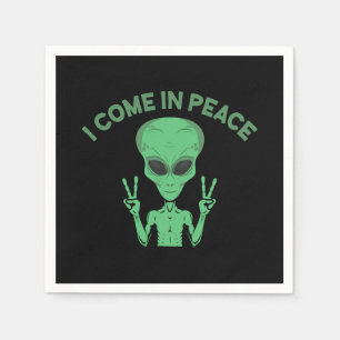 Groene Alien Ik Kom In Vrede Buitenaards UFO Servet