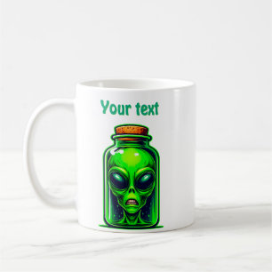 Groene Alien in een fles Neon Sci-Fi Illustratie Koffiemok
