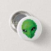 Groene alien-knop ronde button 3,2 cm (Voorkant /achterkant)