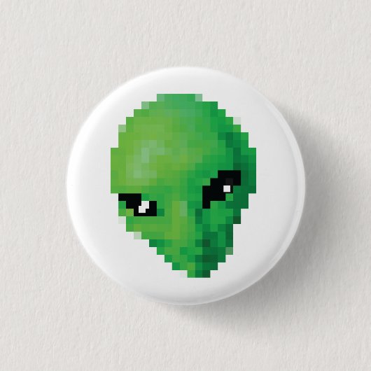 Groene alien-knop ronde button 3,2 cm (Voorkant)