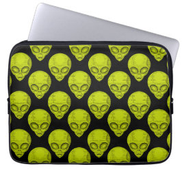 Groene alien koppen laptop sleeve