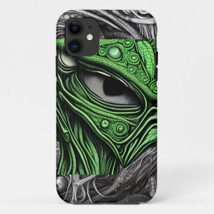 Groene Alien met Degeneratieve Lijnen Achtergrond Case-Mate iPhone Case