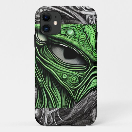 Groene Alien met Degeneratieve Lijnen Achtergrond Case-Mate iPhone Case (Achterkant)