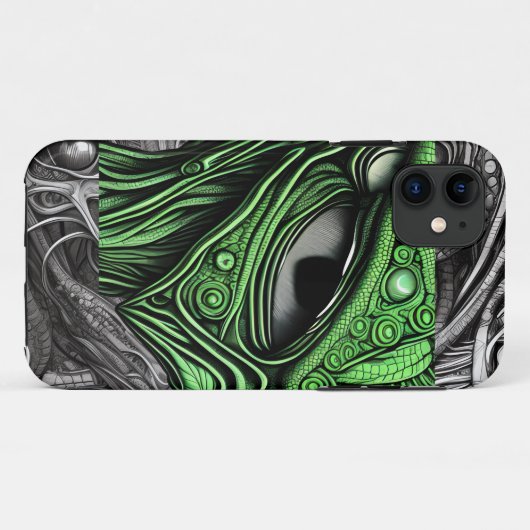 Groene Alien met Degeneratieve Lijnen Achtergrond Case-Mate iPhone Case (Achterkant (horizontaal))