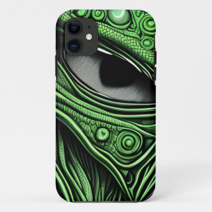 Groene Alien met Degeneratieve Lijnen Achtergrond Case-Mate iPhone Case