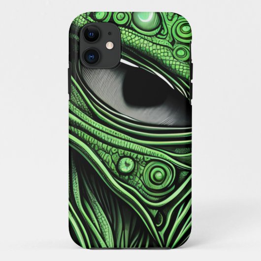 Groene Alien met Degeneratieve Lijnen Achtergrond Case-Mate iPhone Case (Achterkant)