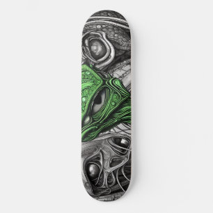 Groene Alien met Degeneratieve Lijnen Achtergrond Persoonlijk Skateboard
