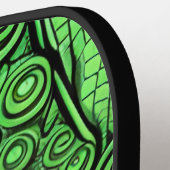 Groene Alien met Degeneratieve Lijnen Achtergrond Pickleball Paddle (Links Detail)