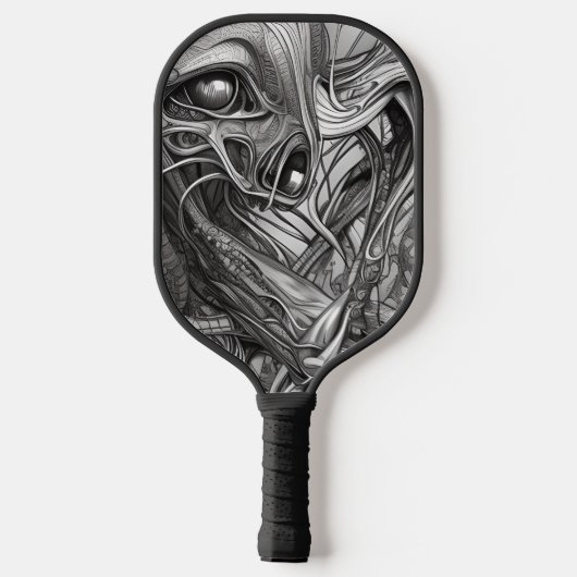 Groene Alien met Degeneratieve Lijnen Achtergrond Pickleball Paddle (Achterkant)