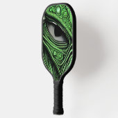 Groene Alien met Degeneratieve Lijnen Achtergrond Pickleball Paddle (Links)
