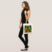 Groene alien op halloween tote bag (Voorkant (model))