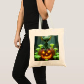 Groene alien op halloween tote bag (Voorkant (product))