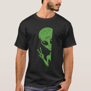 Groene Alien Peeking Grappige Buitenaardse S T-shirt