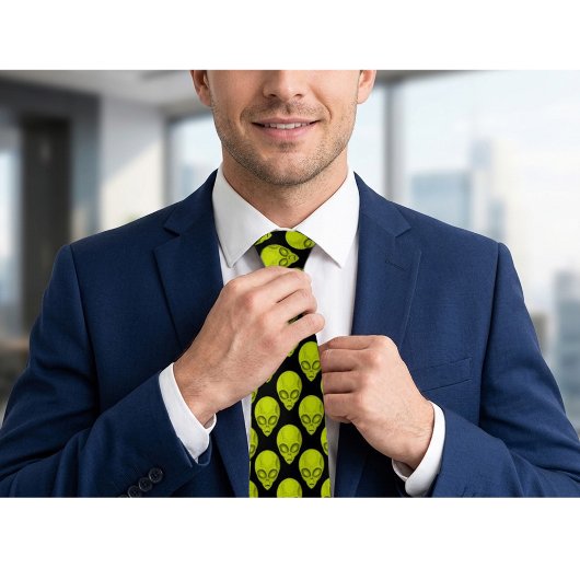 Groene Alien Sci-Fi Patroon Necktie Stropdas