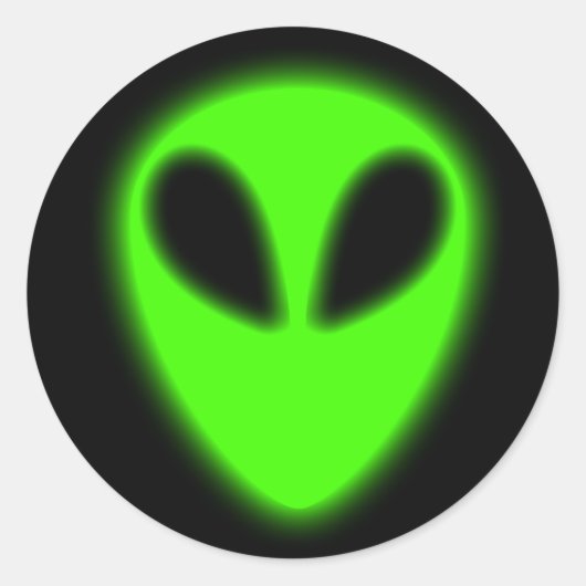 Groene Alien-Sticker met gloeiende kracht Ronde Sticker (Voorkant)