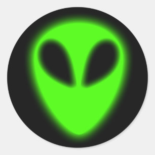Groene Alien-Sticker met gloeiende kracht Ronde Sticker
