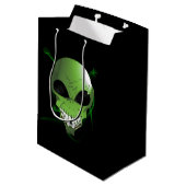 Groene Alien-tas met aangepast cadeau Medium Cadeauzakje (Achterkant Gekanteld)