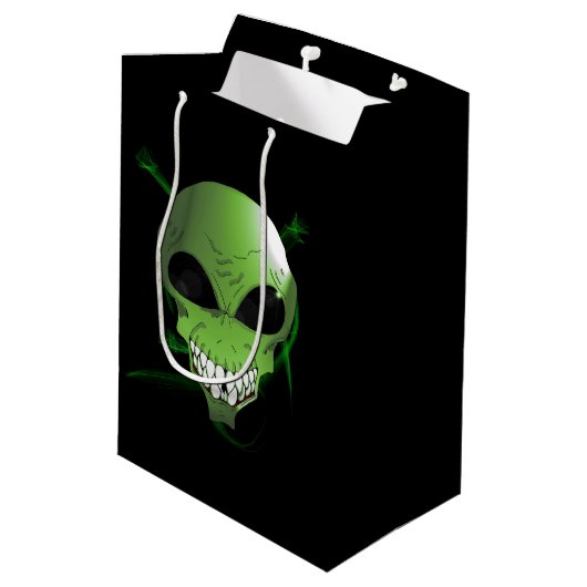Groene Alien-tas met aangepast cadeau Medium Cadeauzakje (Achterkant Gekanteld)