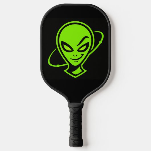 Groene Alien Veel Geluk Pickleball Paddle (Voorkant)