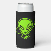 Groene Alien Veel Geluk Seltzer Blikjeskoeler (Seltzer Voorkant)